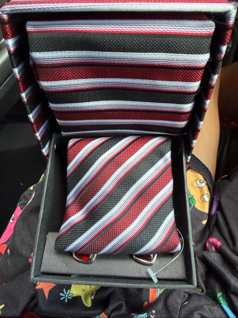 Alexander Julian Colours Hand Made Woven Tie Set - Red, Black & White Striped